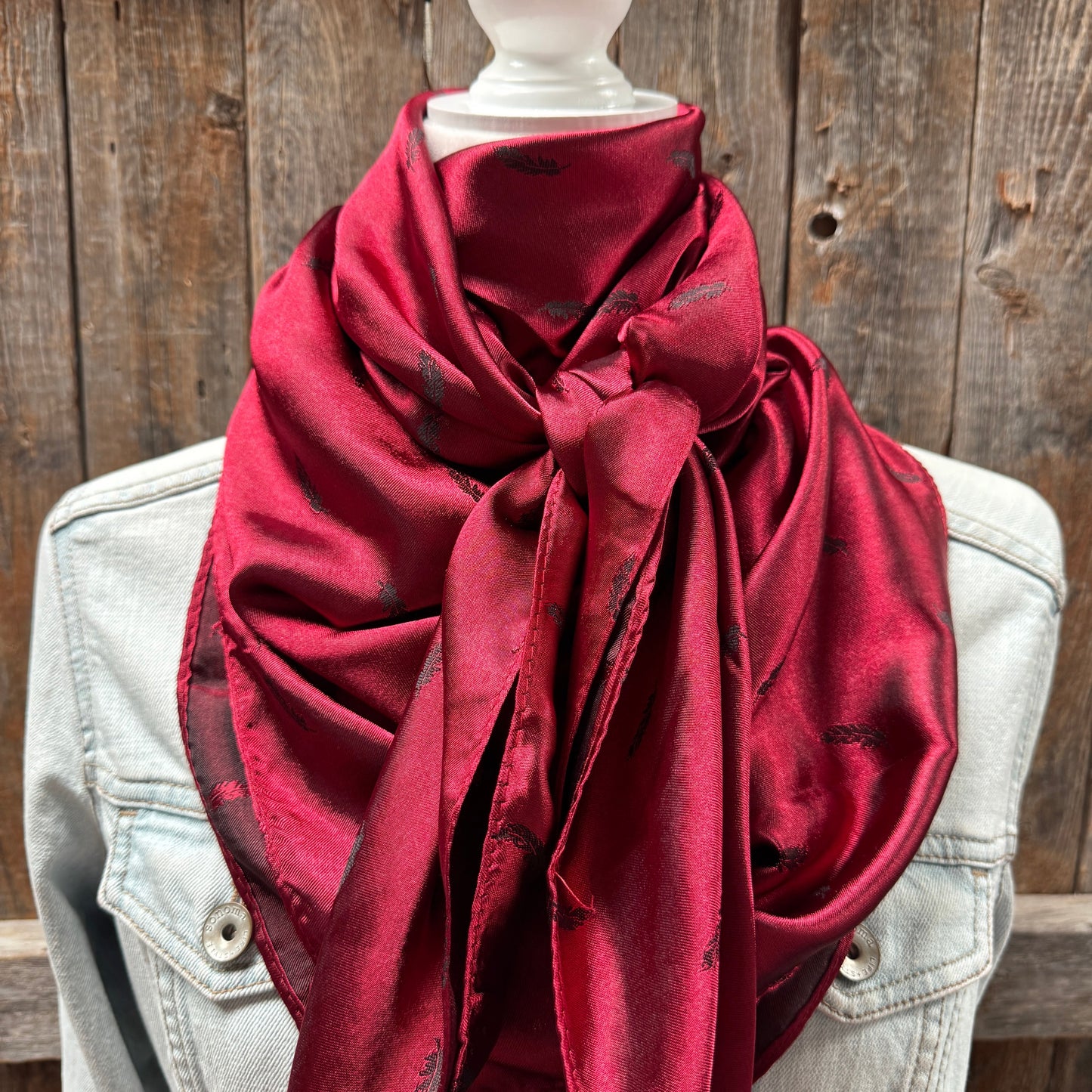 42X42"  Burgundy Jacquard XL Wild Rag / Scarf WR3515