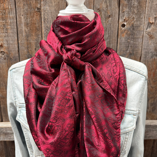 42X42"  Burgundy Jacquard XL Wild Rag / Scarf WR3510