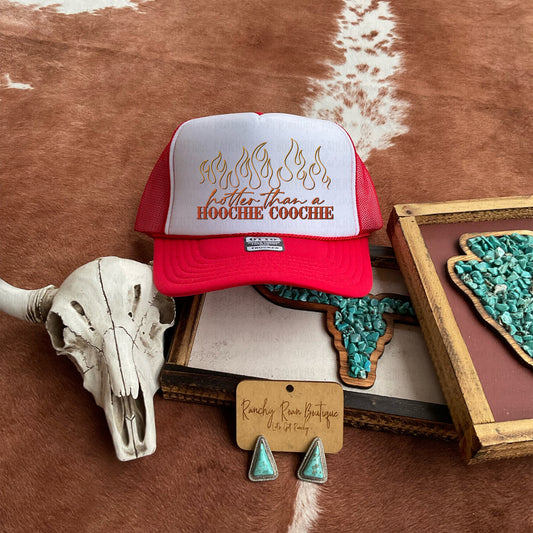 Hotter Than A Hoochie Coochie Western Trucker Hat