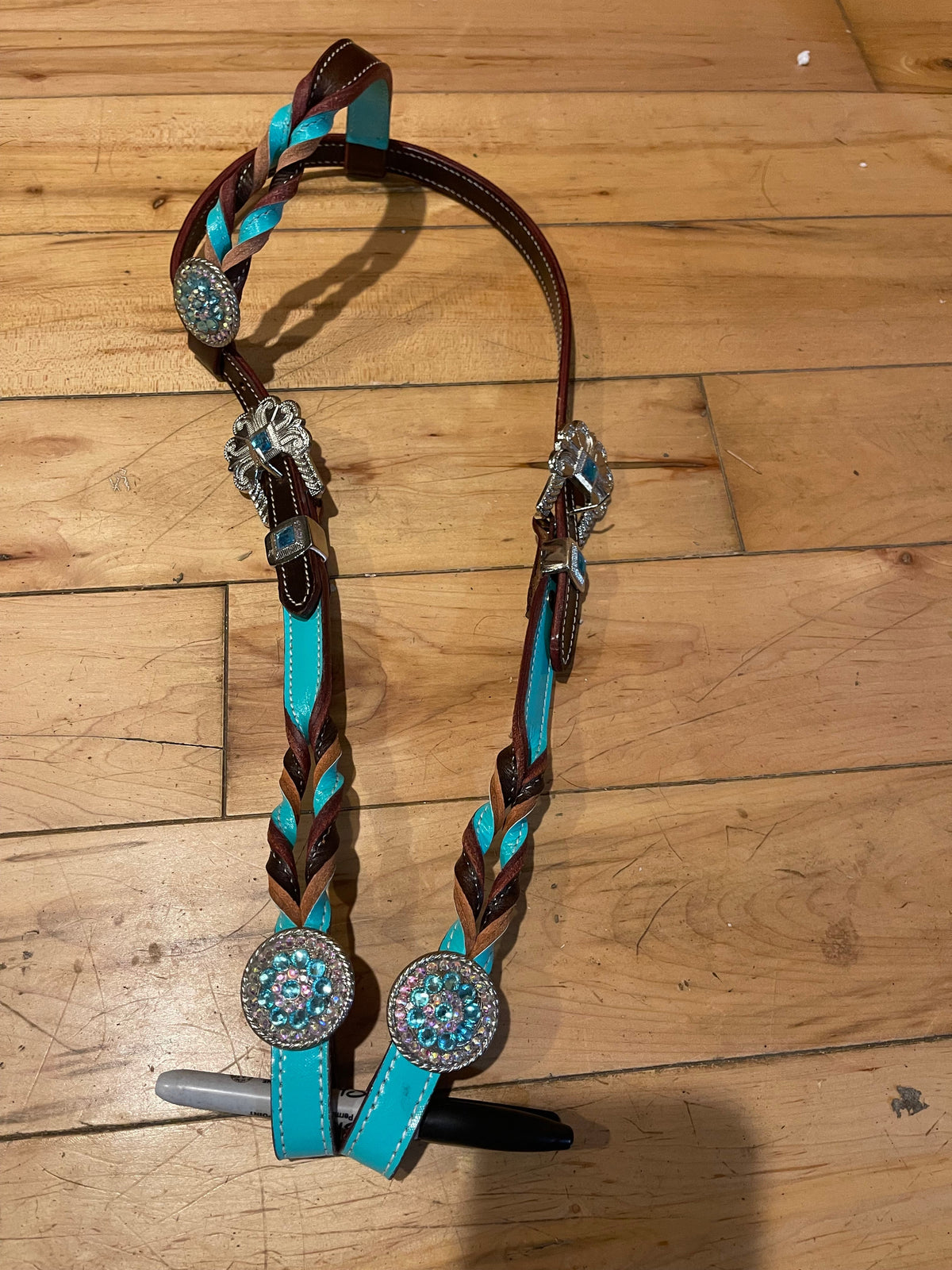 Made to Order Western Tack Set - Turquoise Braided, Ring Style (BHT016)