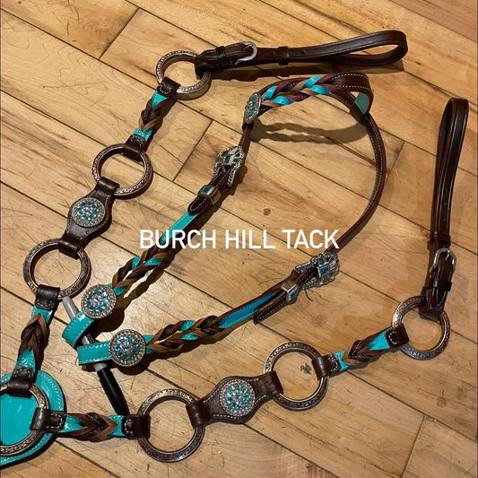 Made to Order Western Tack Set - Turquoise Braided, Ring Style (BHT016)