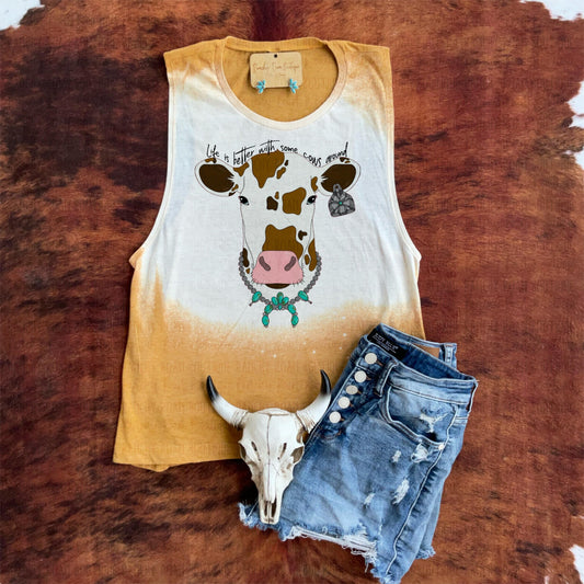 Life is Better With Some Cows Around Summer Festival Muscle Tank