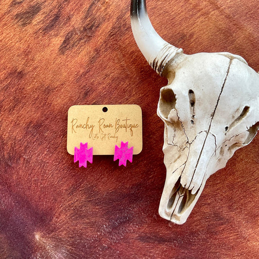Western Aztec Stud Pink Earrings
