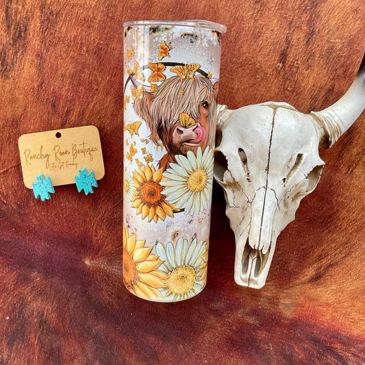 Sunflower Highland 20oz  Skinny Tumbler