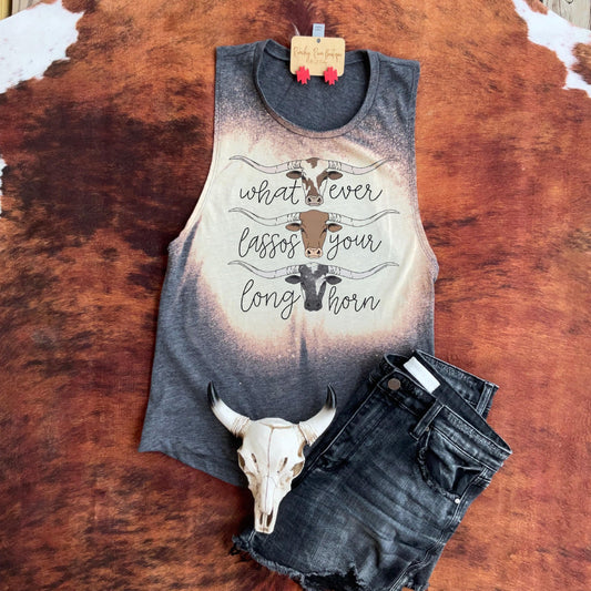 Whatever Lasso Your Longhorn  Western Festival Muscle Tank