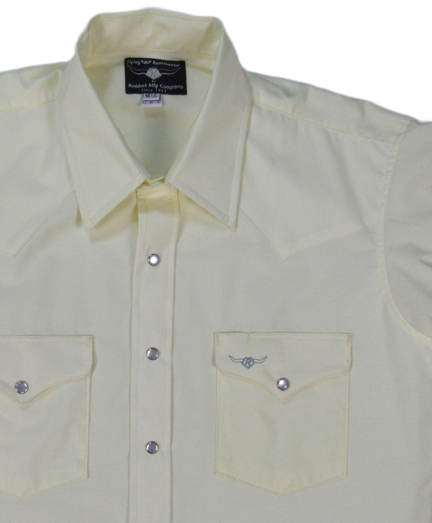 Flying R Ranchwear - Western Solid - Pale Yellow - Short Sleeve Snaps