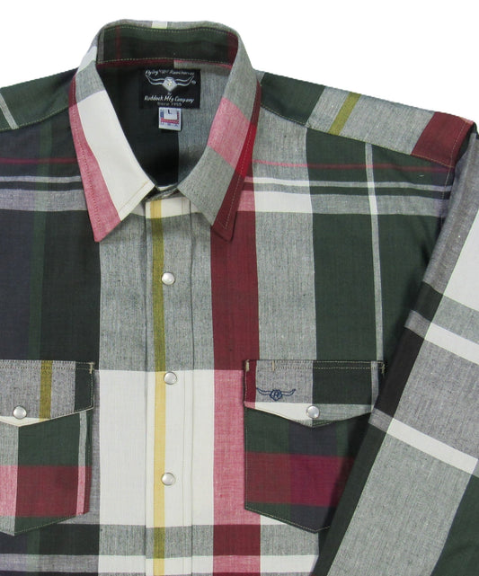 Flying R Ranchwear - Engineered Plaid Block - Long Sleeve - Snaps - Oversized Fit