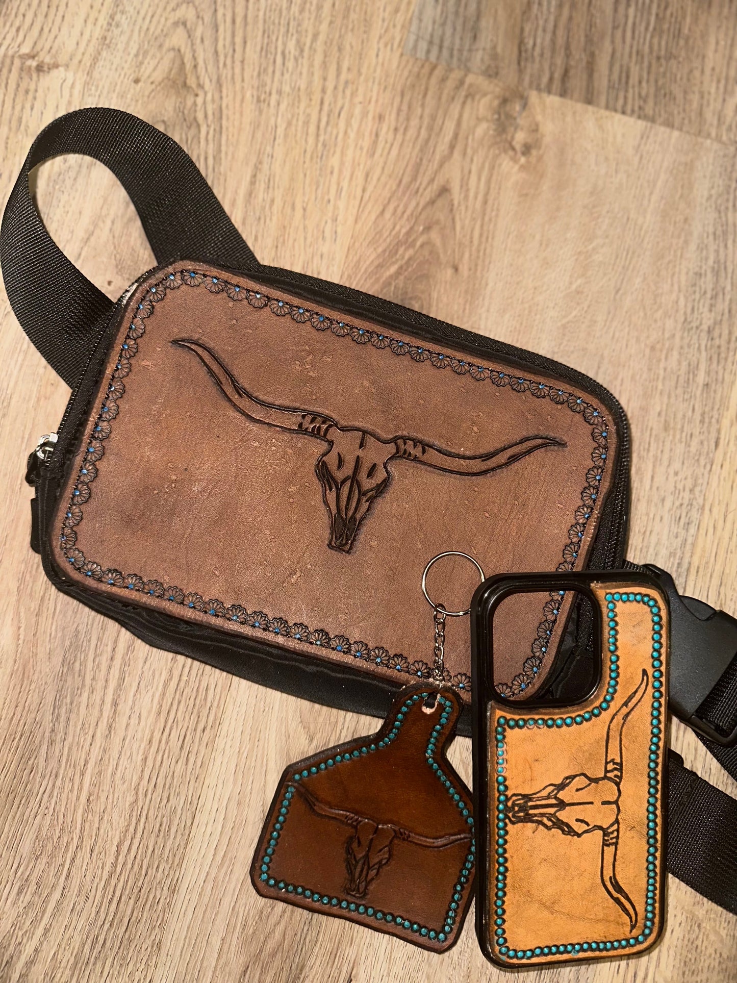 Leather Tooled Sling Bags