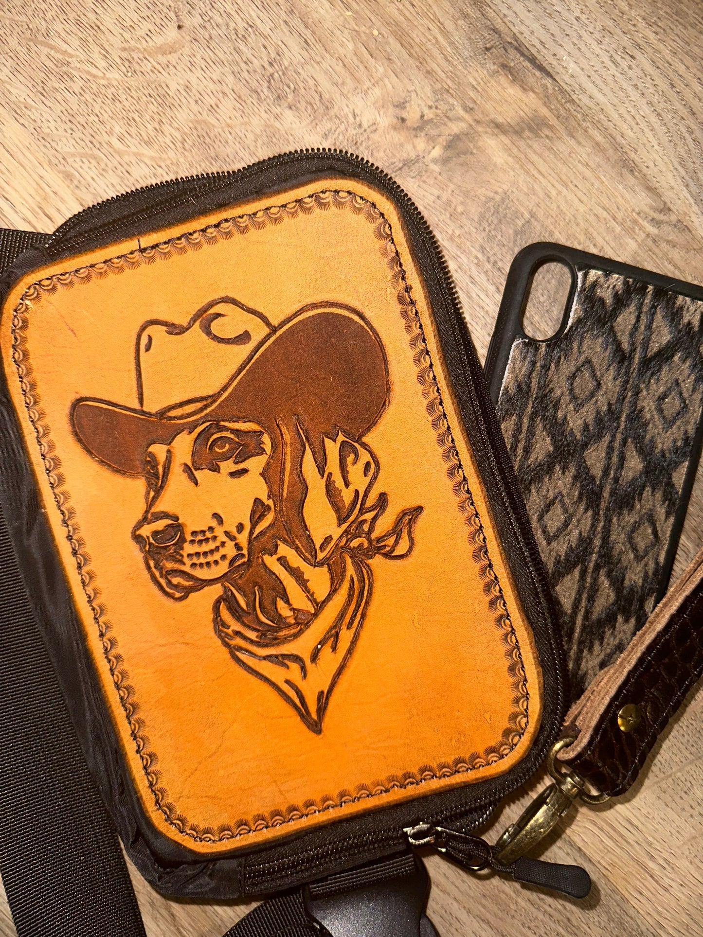 Leather Tooled Sling Bags