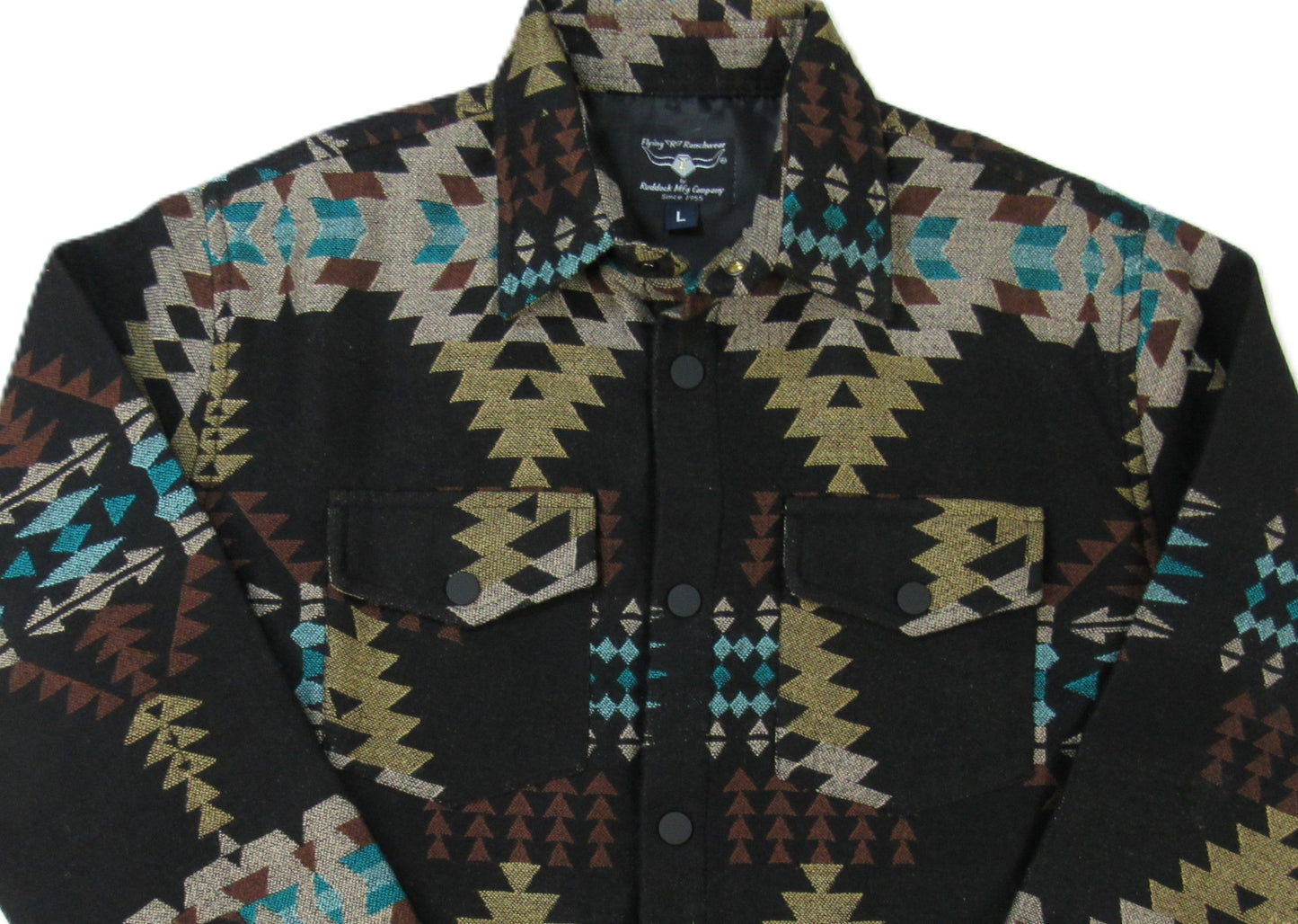 Flying R Ranchwear - Men's Thermal Shacket - Southwest Midnight Black - Jacquard