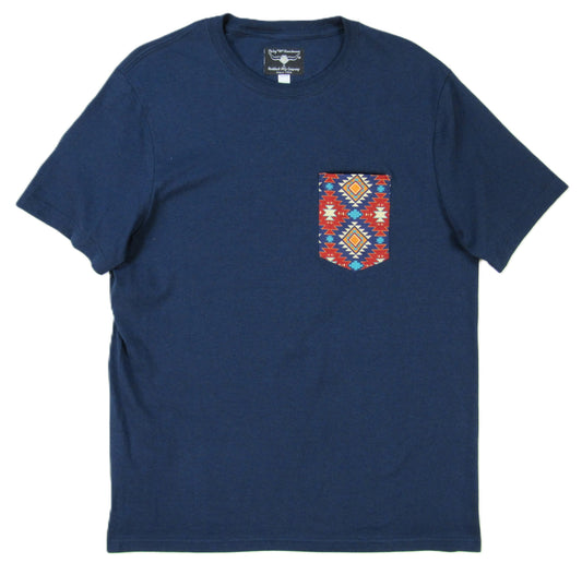 Flying R Ranchwear - Navy with Southwest Print - Pocket T-shirt - Made in USA