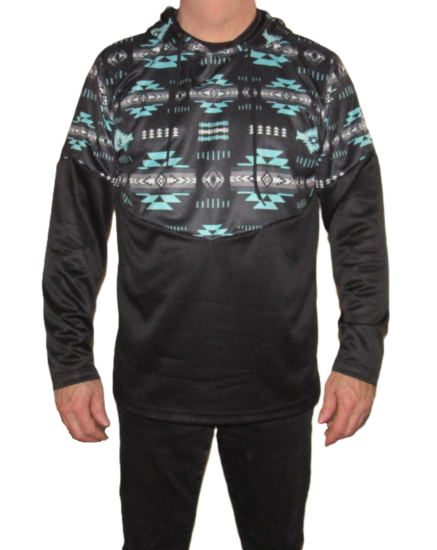 Flying R Ranchwear - Performance Thermal Hoodie - Southwest Print - Turquoise
