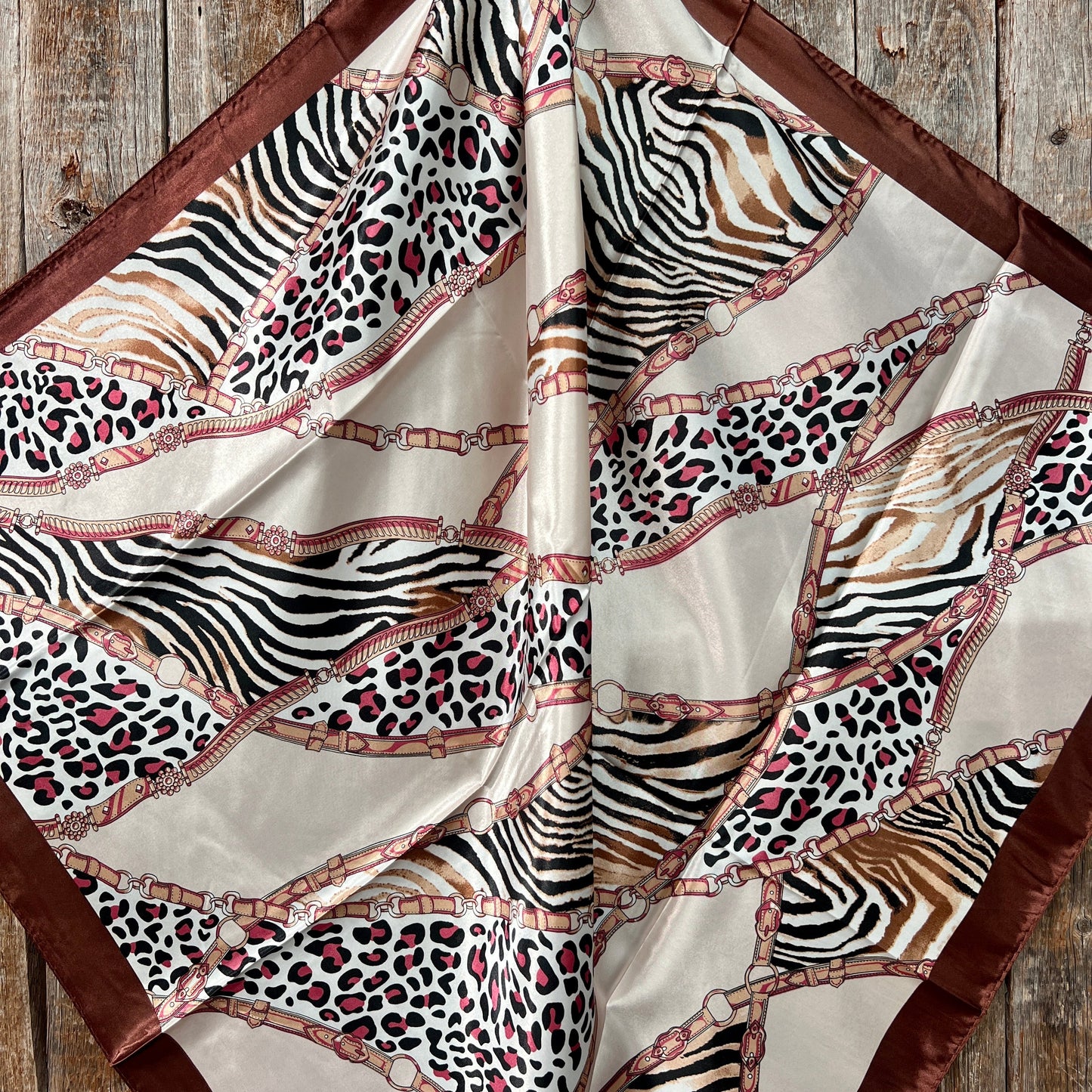 35X35"  Tan Animal Print Wild Rag / Scarf WR2295