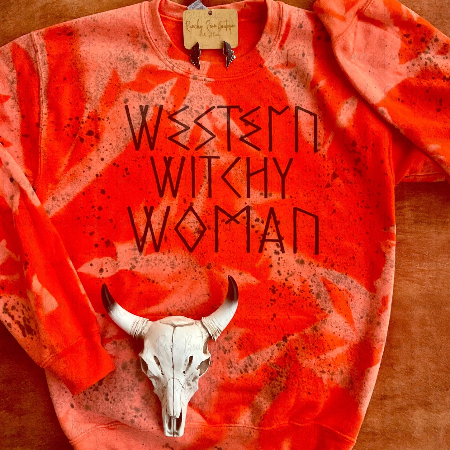 Western Witchy Women Distressed Splatter Sweatshirt