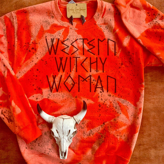 Western Witchy Women Distressed Splatter Sweatshirt
