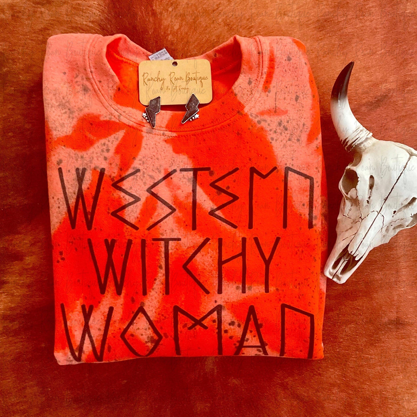 Western Witchy Women Distressed Splatter Sweatshirt