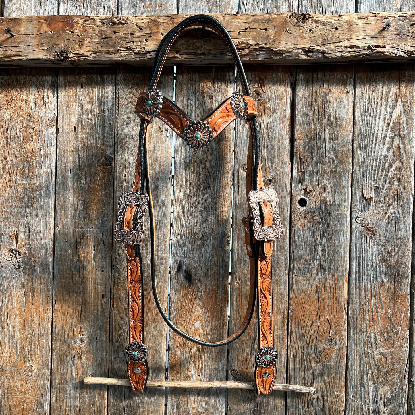 Light Oil Floral Western Flower Browband / Breastcollar Tack Set  #BBBC603