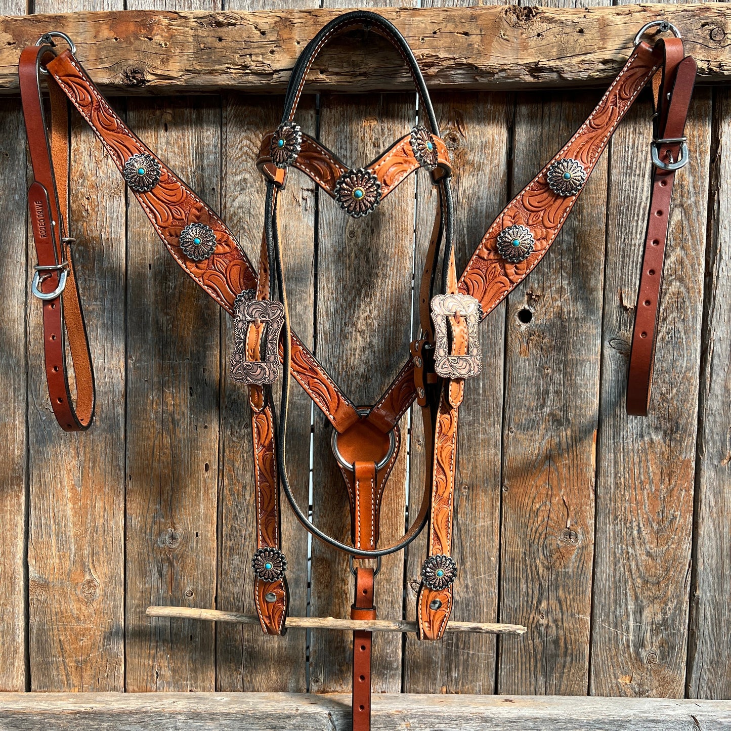 Light Oil Floral Western Flower Browband / Breastcollar Tack Set  #BBBC603