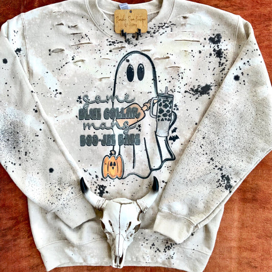 Some Blue Collar Man’s Boujee Babe Western Distressed Sweatshirt