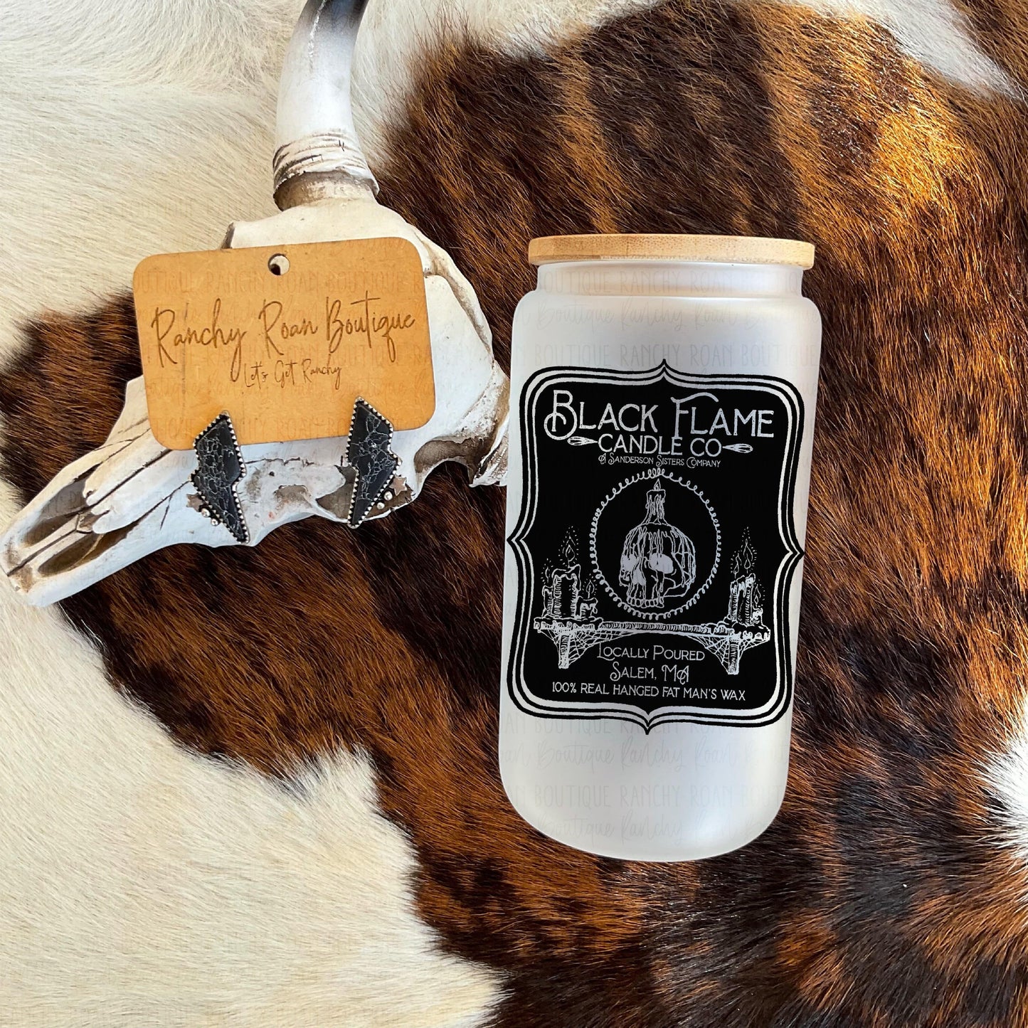 Black Flame 16oz Frosted Glass Tumbler