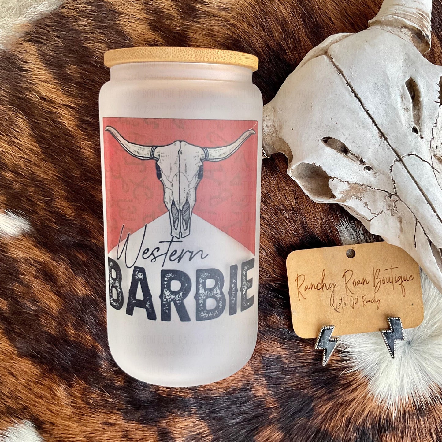 Western Girl Frosted Glass 16 oz Western Tumbler