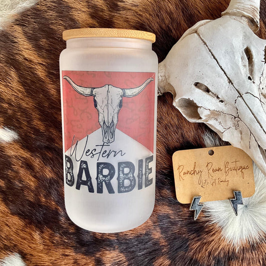 Western Girl Frosted Glass 16 oz Western Tumbler