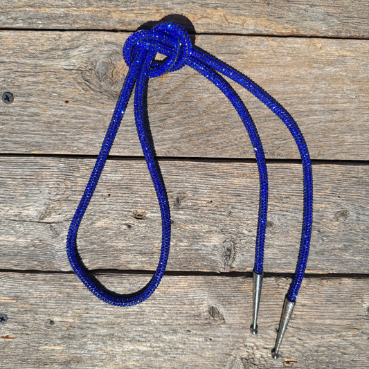 Cobalt Rhinestone Western Bolo Tie #BT112