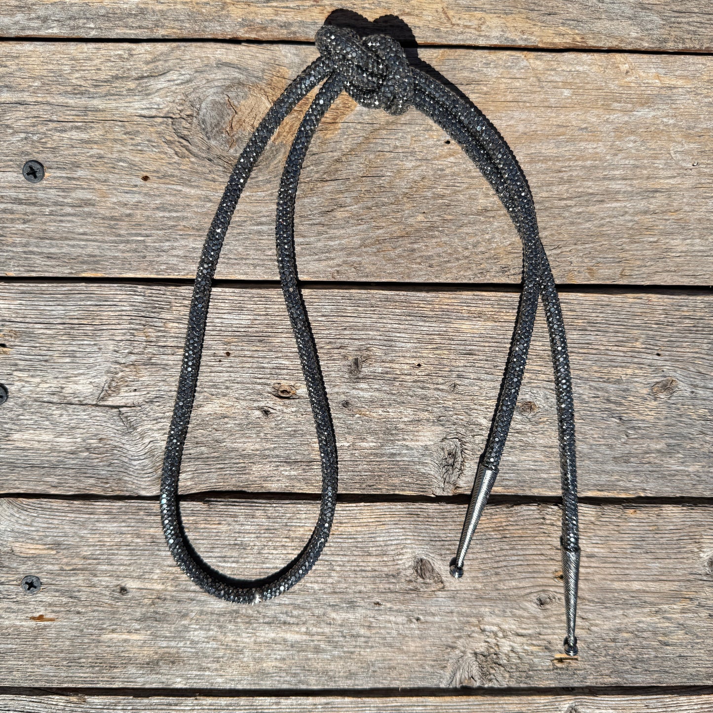 Hematite Rhinestone Western Bolo Tie #BT113
