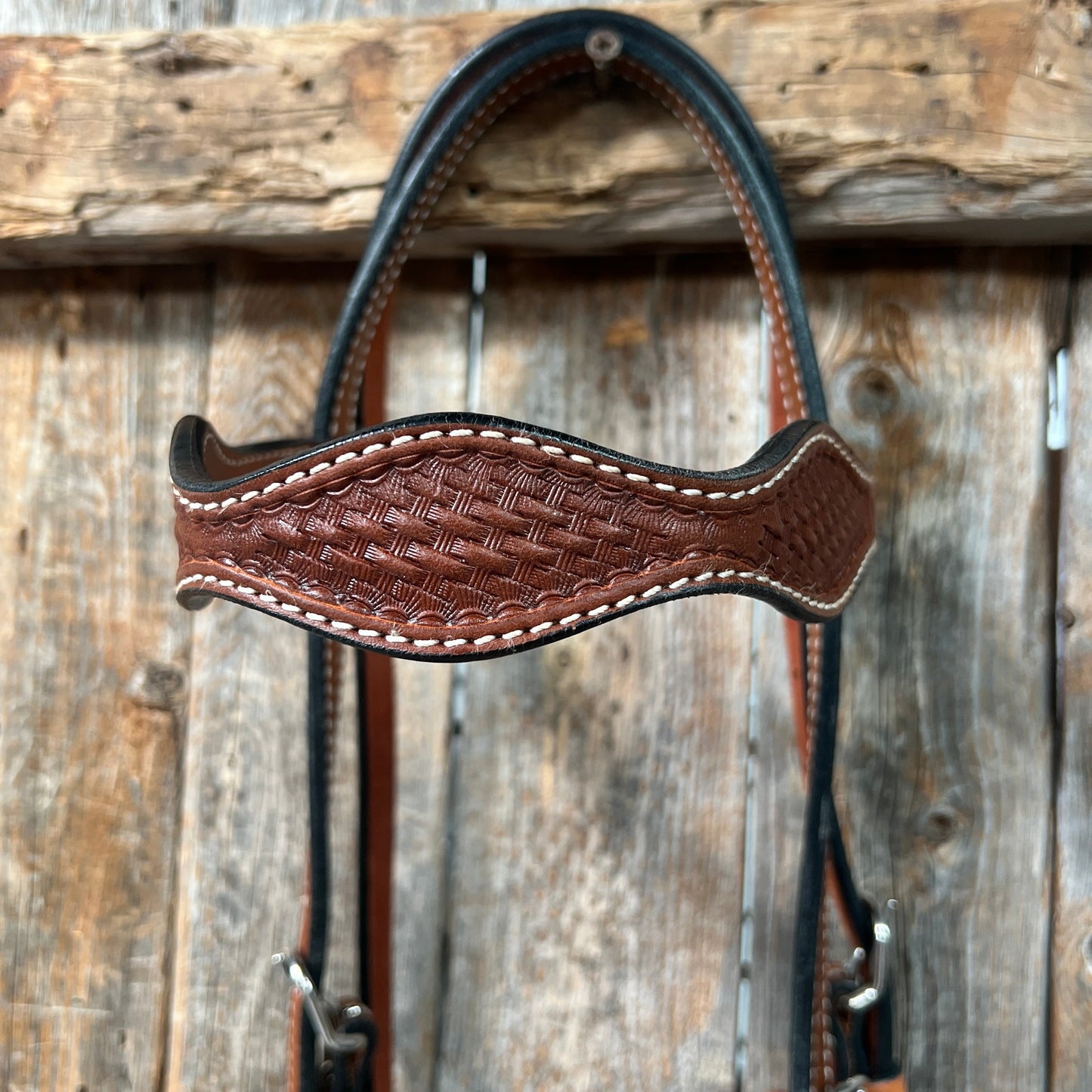Basketweave Medium Oil Browband Headstall / Bridle
