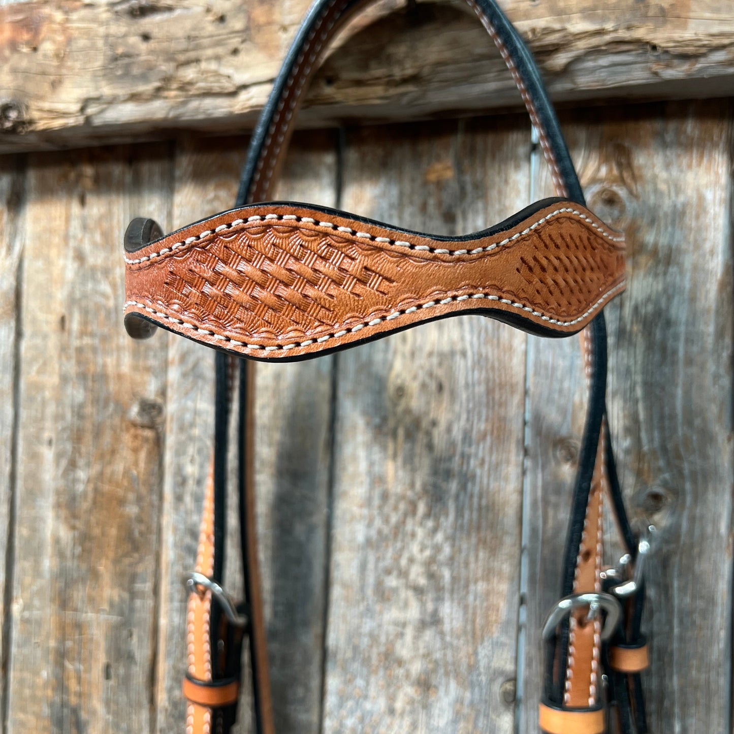 Basketweave Light Oil Browband Headstall / Bridle