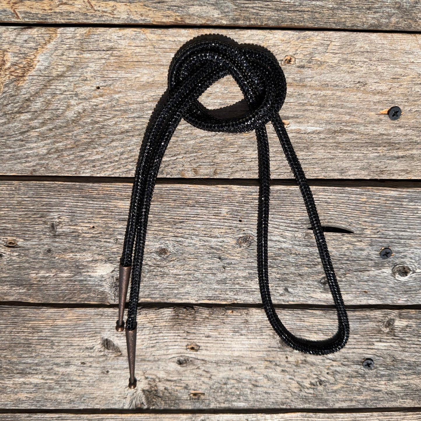 Black Rhinestone Western Bolo Tie #BT119