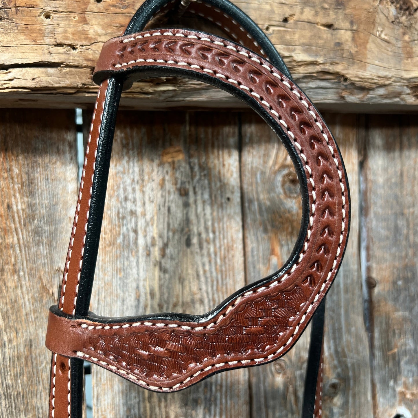 Basketweave Medium Oil One Ear Headstall / Bridle