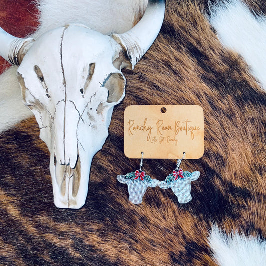 Christmas Cow Dangle Earrings