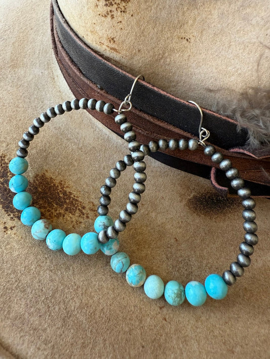 Turquoise and Silver Bead Earrings