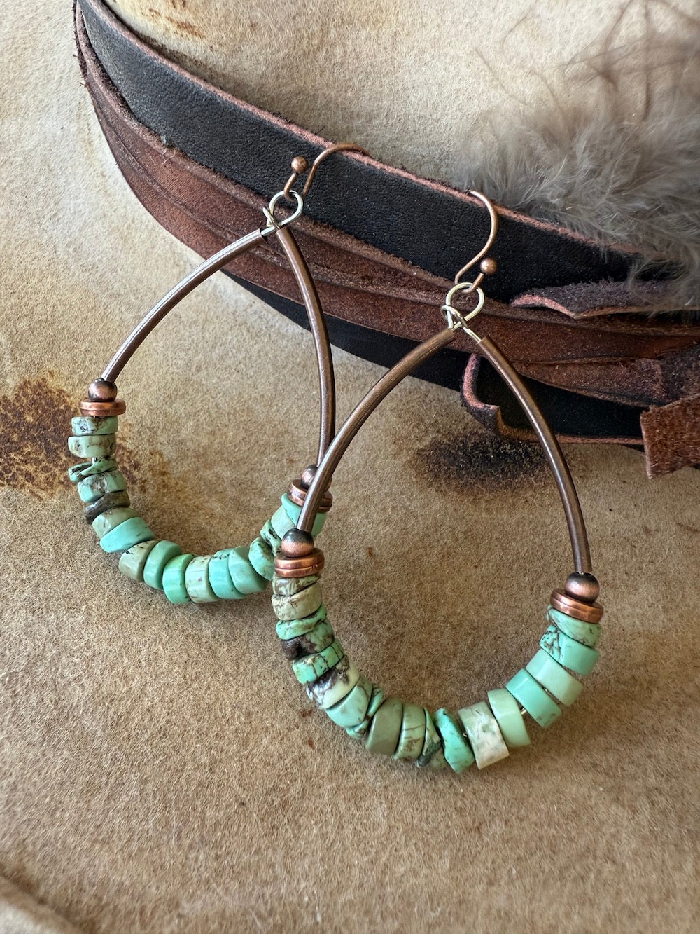 Turquoise and Copper Teardrop Earrings