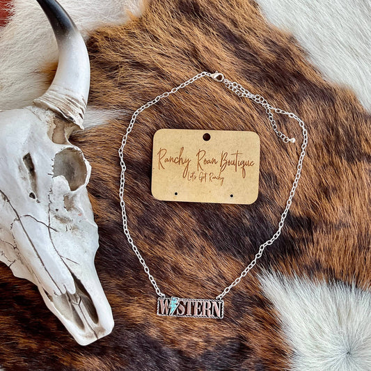 Thunder Stone Western Bar Necklace