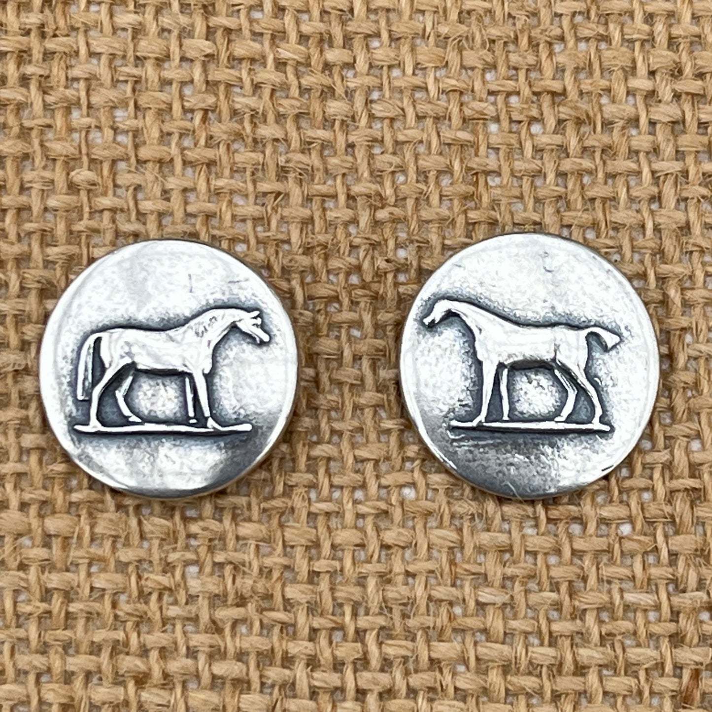 Sterling Silver Stubbs Asymmetrical Horse Earrings - Post