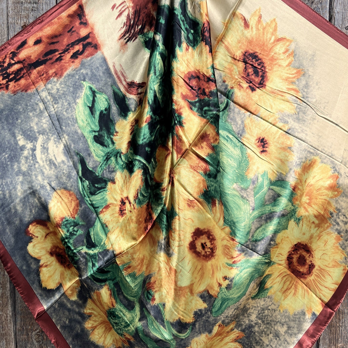 35X35"  Painted Sunflower Wild Rag /Scarf WR210