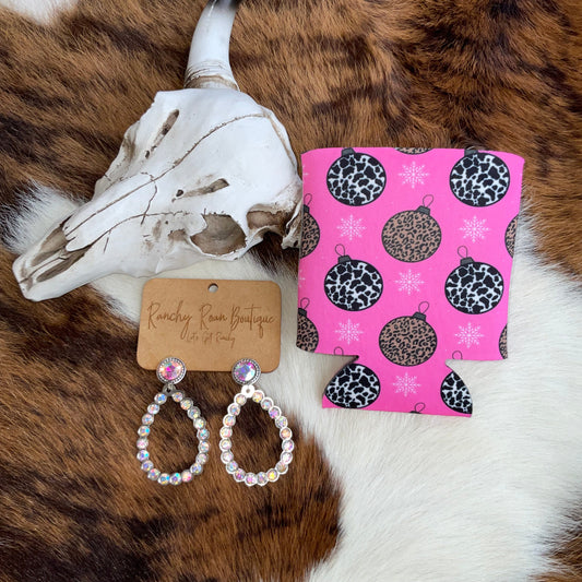 Girly Christmas Western Koozie