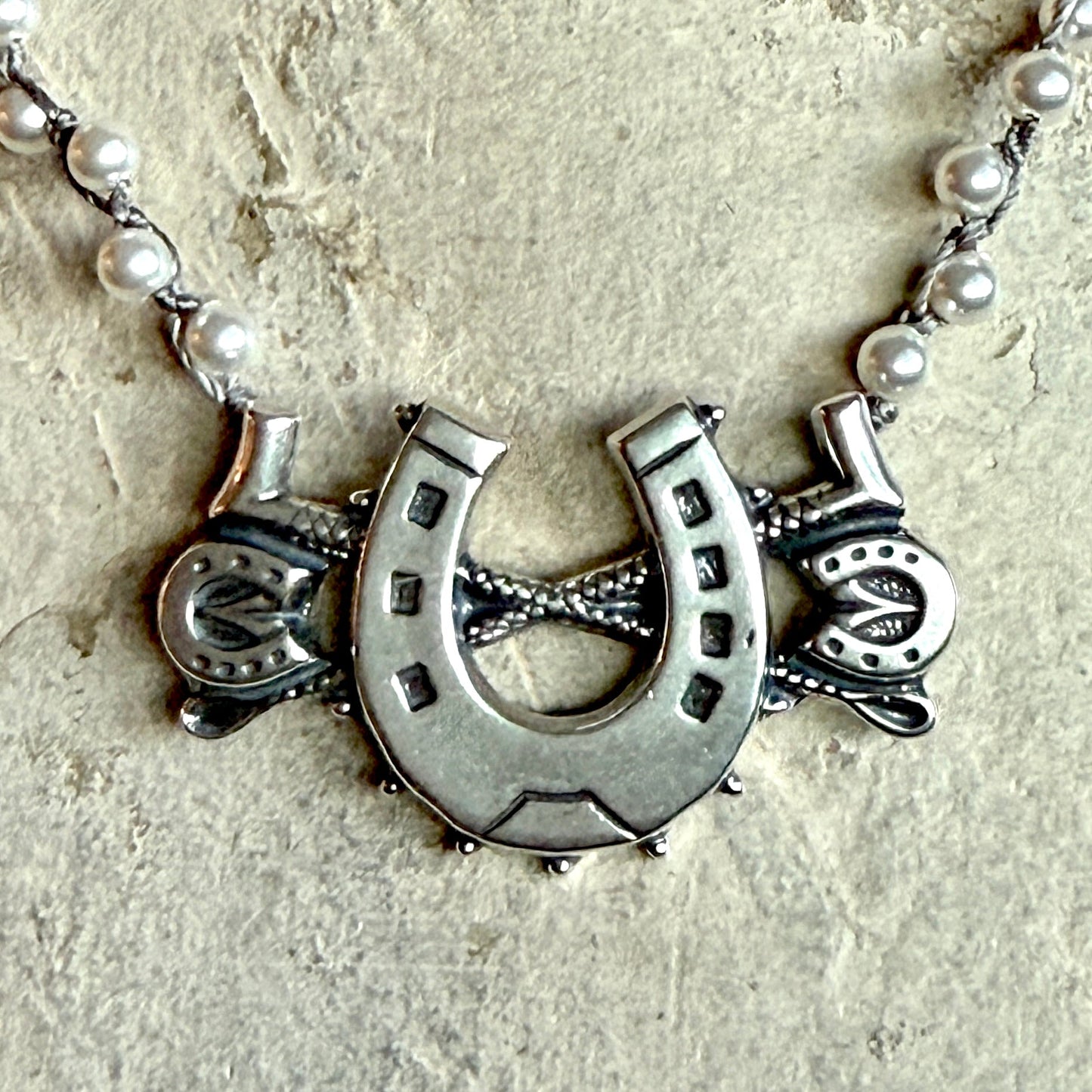 Triple Luck on Pearl Necklace