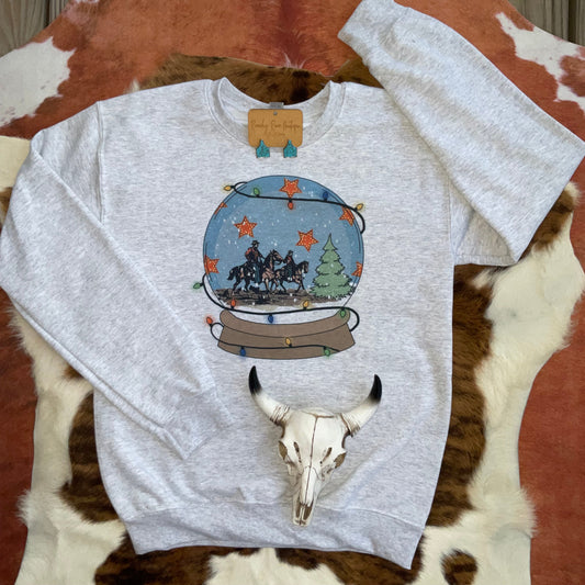 Country Western Christmas Snow Globe Sweatshirt