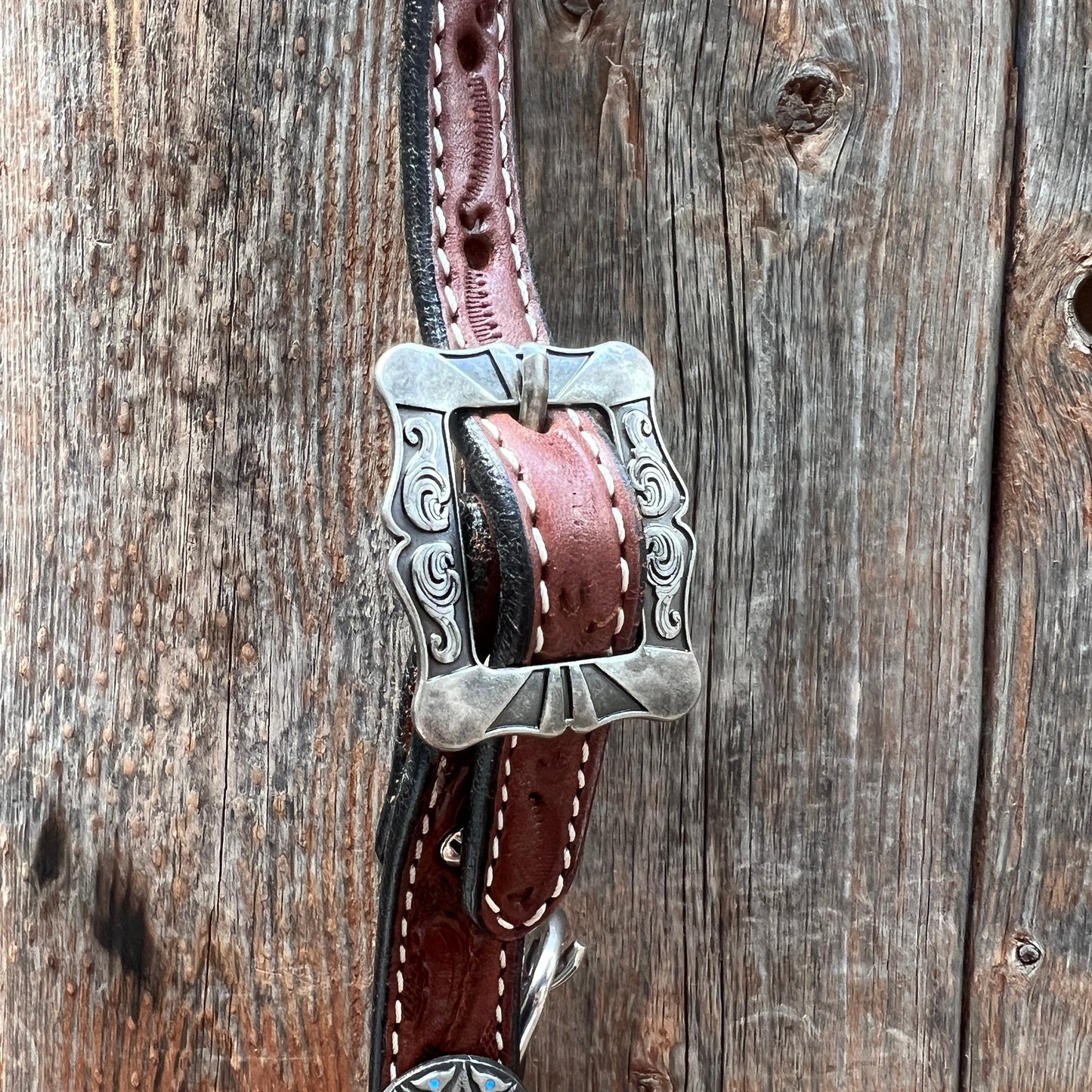 Medium Oil Floral Western Starburst Browband / Breastcollar Tack Set  #BBBC612