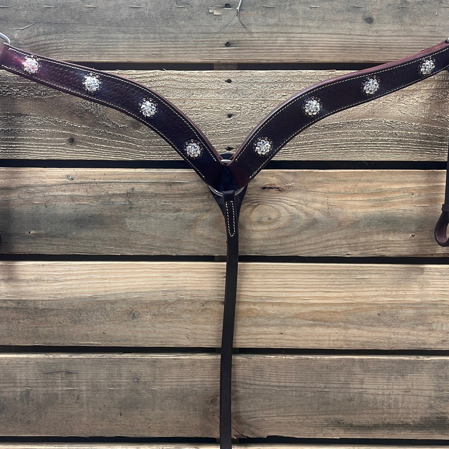 Heavy Dark Oil Basketweave Copper Clear Breastcollar #BC122