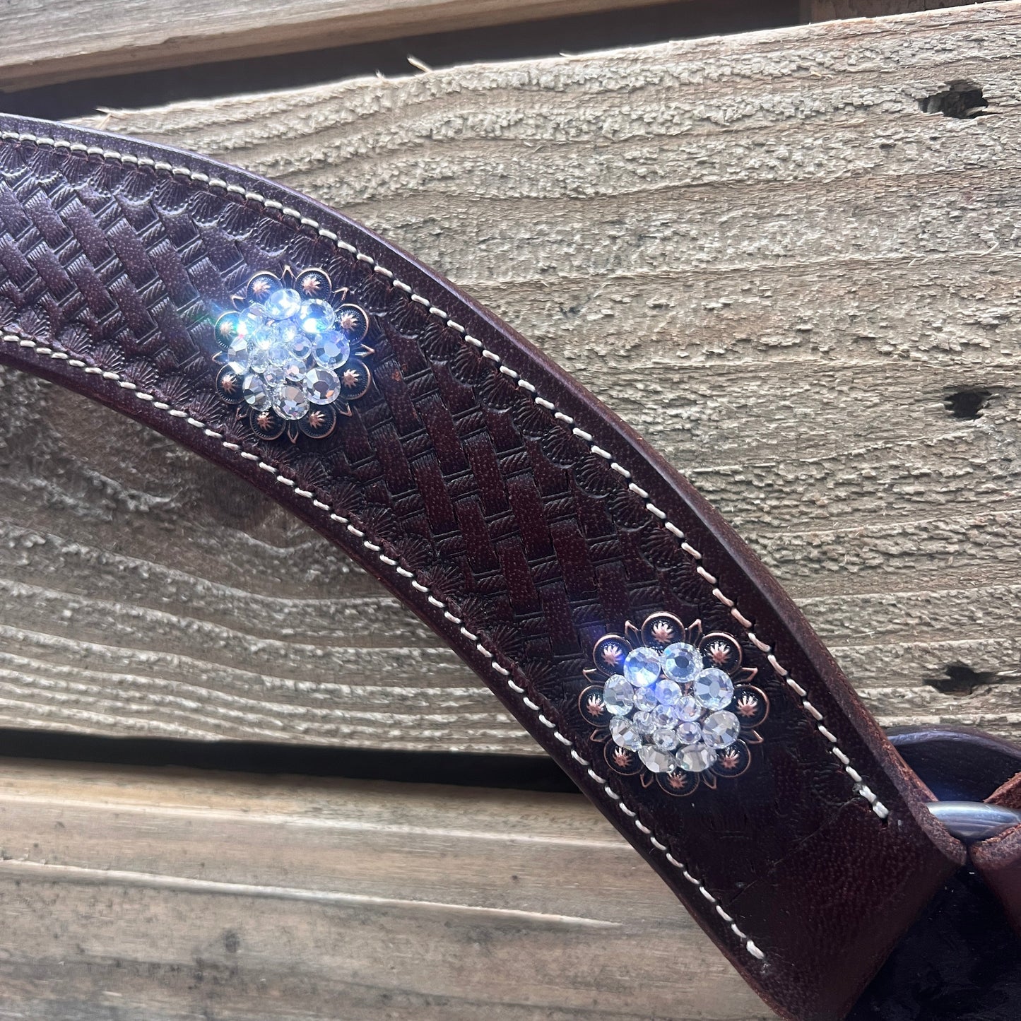 Heavy Dark Oil Basketweave Copper Clear Breastcollar #BC122