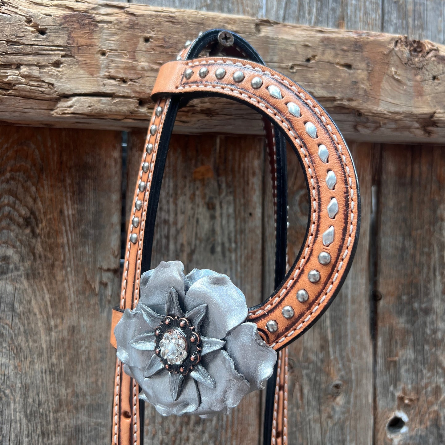 Silver Buckstitch One Ear Headstall / Bridle #OE108