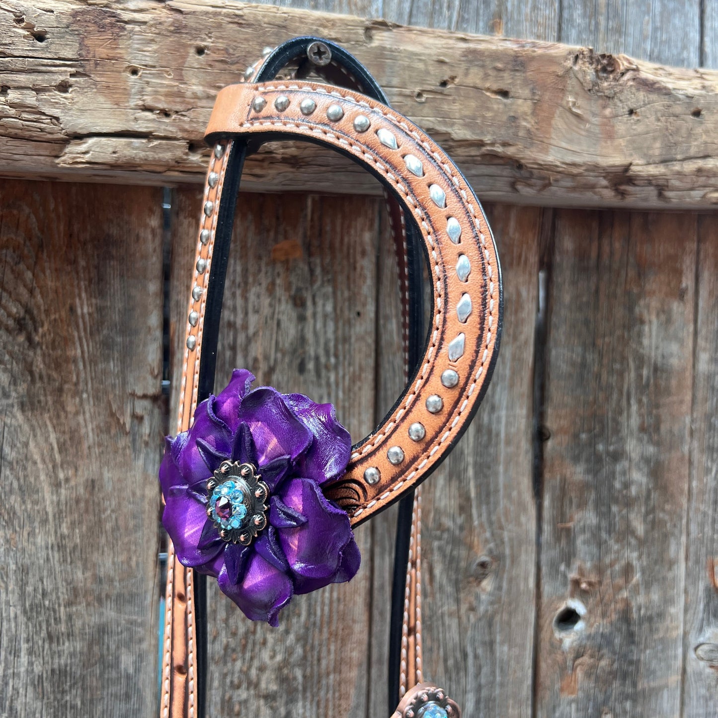Silver Buckstitch One Ear Headstall / Bridle #OE109