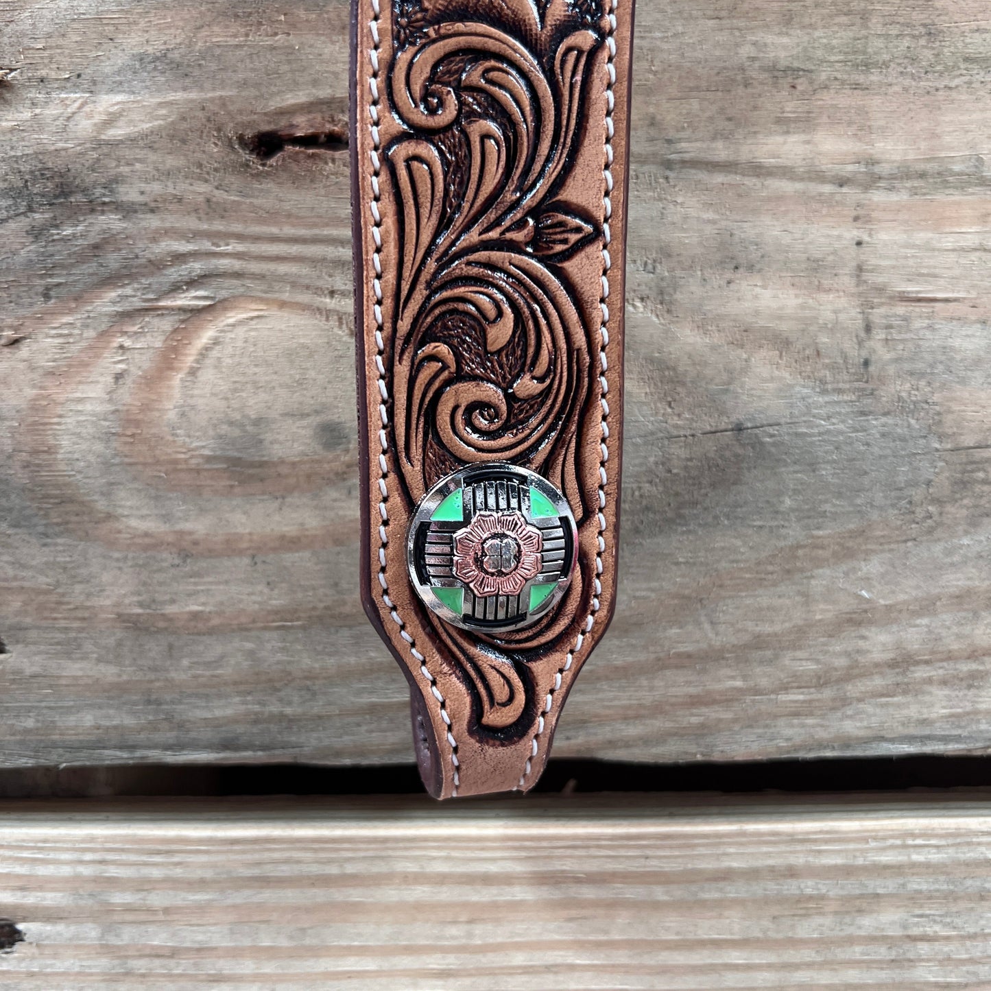 Light Oil Honeycomb Turquoise One Ear / Breastcollar Tack Set #OEBC622