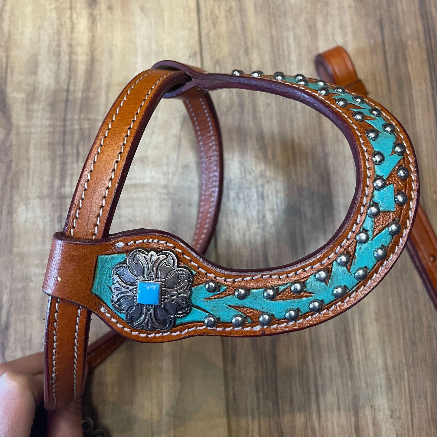 Made to Order Brown leather turquoise Western Tack Set- barrel racing tack sets (BHT049)