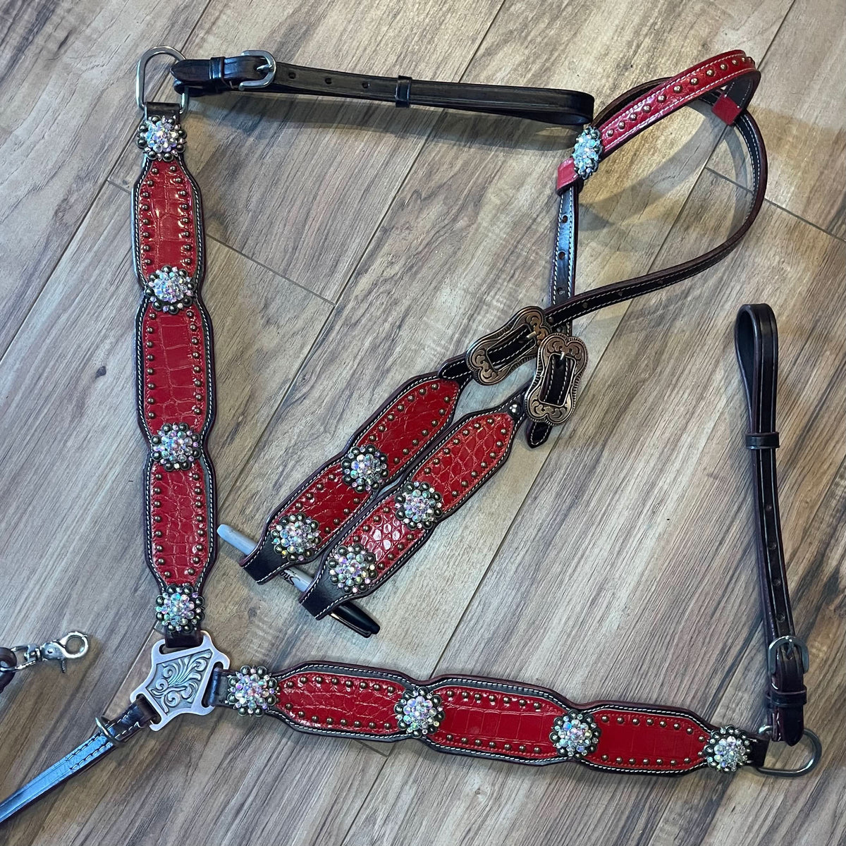 Pre Order Red Aligator texture Western tack set (BHT010)
