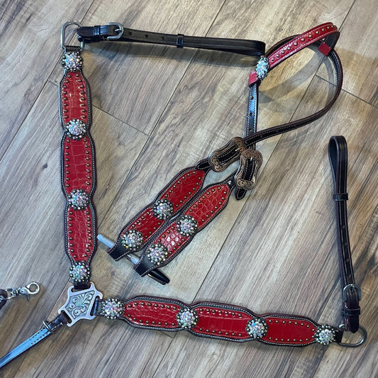 Pre Order Red Aligator texture Western tack set (BHT010)